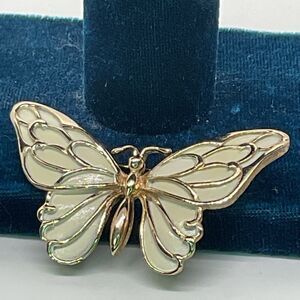 Vintage Napier Elegant Gold Toned and Cream Butterfly Brooch